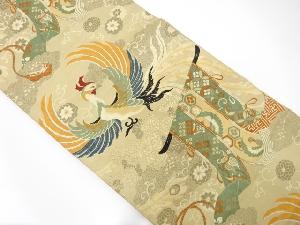 アンティーク　几帳に鳳凰模様織出し丸帯（材料）